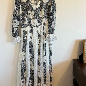 Floral Black and White Dress